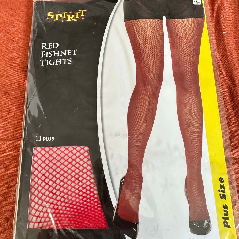 New Spirit Halloween RED Fishnet Tights Costume Party